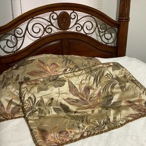 Croscill luxury king size opulent tropical botanical pillow shams set 2 padded